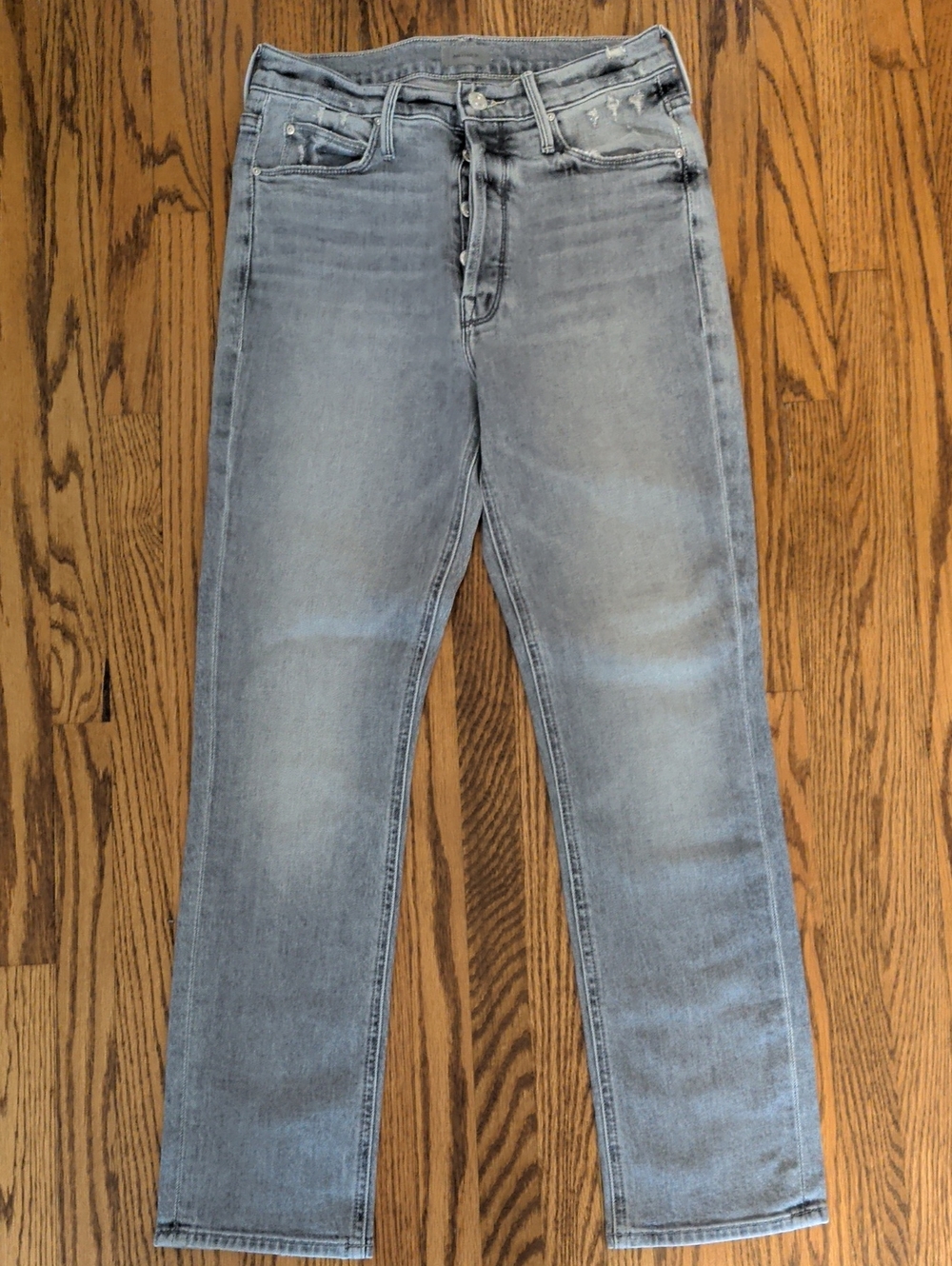 MOTHER Men's Slim Straight Jeans in Light Gray Wash